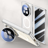 For-Honor-Magic-V5-5G-Magnetic-Case-PC-+-Acrylic-Phone-Cover-with-Anti-Spy-Screen-Protector,-Lens-Kickstand-Silver