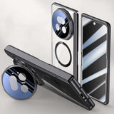 For-Honor-Magic-V5-5G-Magnetic-Case-PC-+-Acrylic-Phone-Cover-with-Anti-Spy-Screen-Protector,-Lens-Kickstand-Black