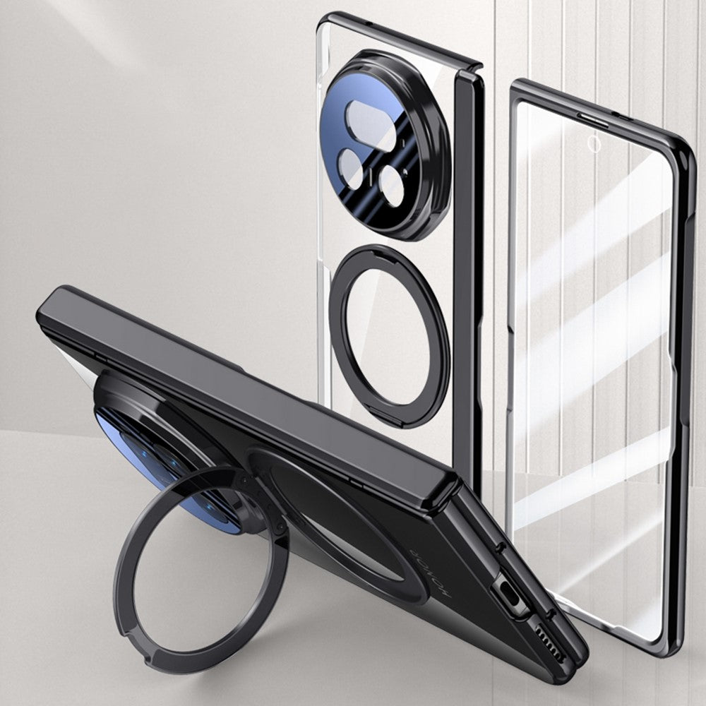 For-Honor-Magic-V5-5G-Case-Compatible-with-MagSafe-Kickstand-Electroplated-PC-Phone-Cover-with-Screen-Protector-Black