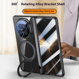 For-Honor-Magic-V5-5G-Case-Compatible-with-MagSafe-Kickstand-Electroplated-PC-Phone-Cover-with-Screen-Protector-Black