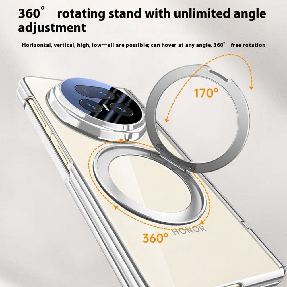 For-Honor-Magic-V5-5G-Case-Compatible-with-MagSafe-Kickstand-Electroplated-PC-Phone-Cover-with-Screen-Protector-Gold