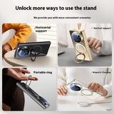 For-Honor-Magic-V5-5G-Case-Compatible-with-MagSafe-Kickstand-Electroplated-PC-Phone-Cover-with-Screen-Protector-Gold