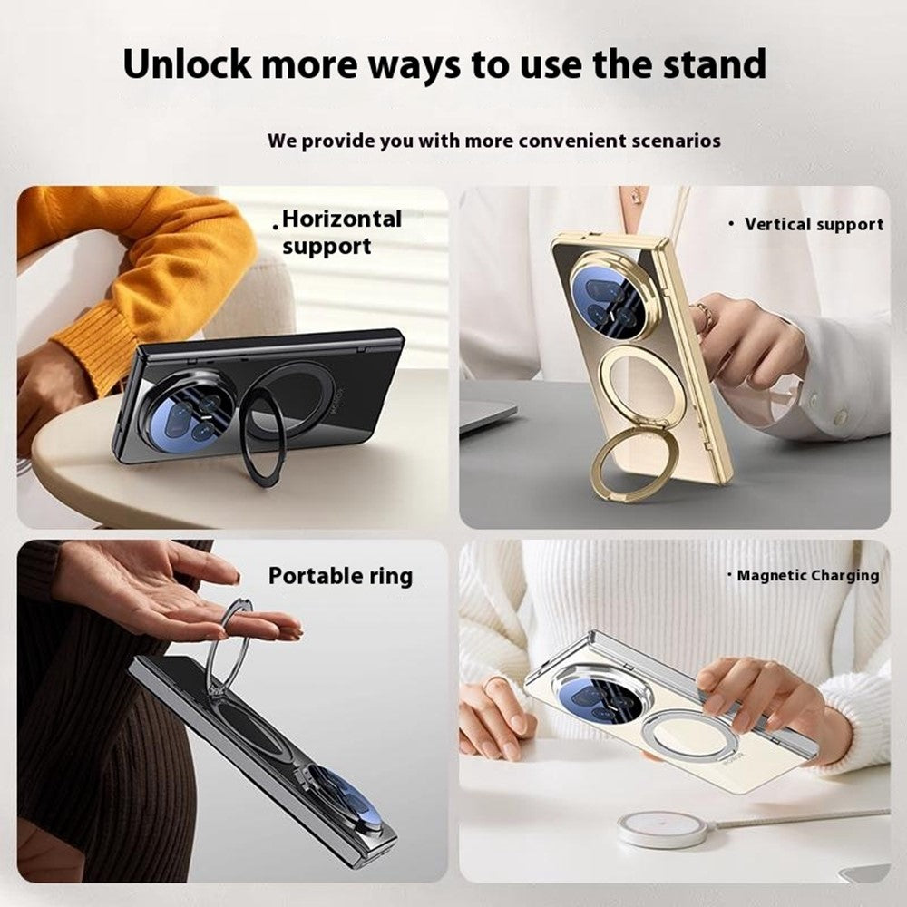 For-Honor-Magic-V5-5G-Case-Compatible-with-MagSafe-Kickstand-Electroplated-PC-Phone-Cover-with-Screen-Protector-Gold