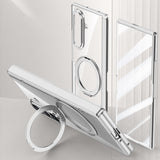 For-Samsung-Galaxy-Z-Fold7-5G-Case-Compatible-with-MagSafe-Kickstand-Electroplated-PC-Phone-Cover-with-Screen-Protector-Silver