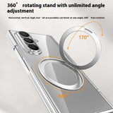 For-Samsung-Galaxy-Z-Fold7-5G-Case-Compatible-with-MagSafe-Kickstand-Electroplated-PC-Phone-Cover-with-Screen-Protector-Silver