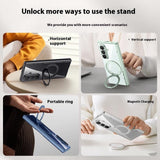 For-Samsung-Galaxy-Z-Fold7-5G-Case-Compatible-with-MagSafe-Kickstand-Electroplated-PC-Phone-Cover-with-Screen-Protector-Silver