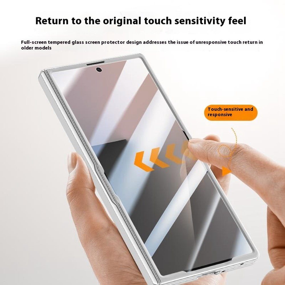 For-Samsung-Galaxy-Z-Fold7-5G-Case-Compatible-with-MagSafe-Kickstand-Electroplated-PC-Phone-Cover-with-Screen-Protector-Silver