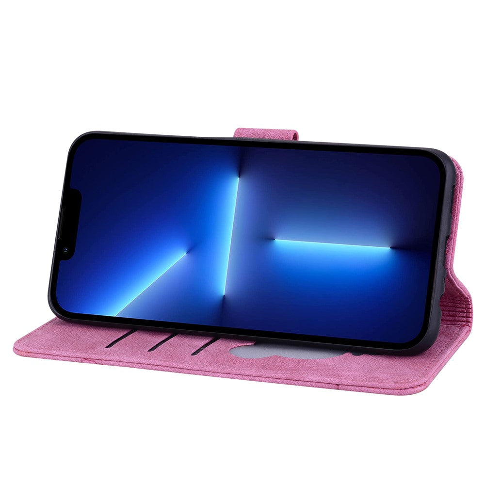 For-iPhone-17-Case-Cherry-Blossom-Cat-Imprinted-Leather-Phone-Cover-with-Wrist-Strap-Rose