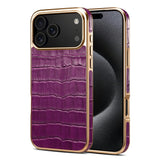 DENIOR-For-iPhone-17-Pro-Max-Case-Genuine-Cow-Leather-Crocodile-Texture-Electroplating-Phone-Cover-Purple