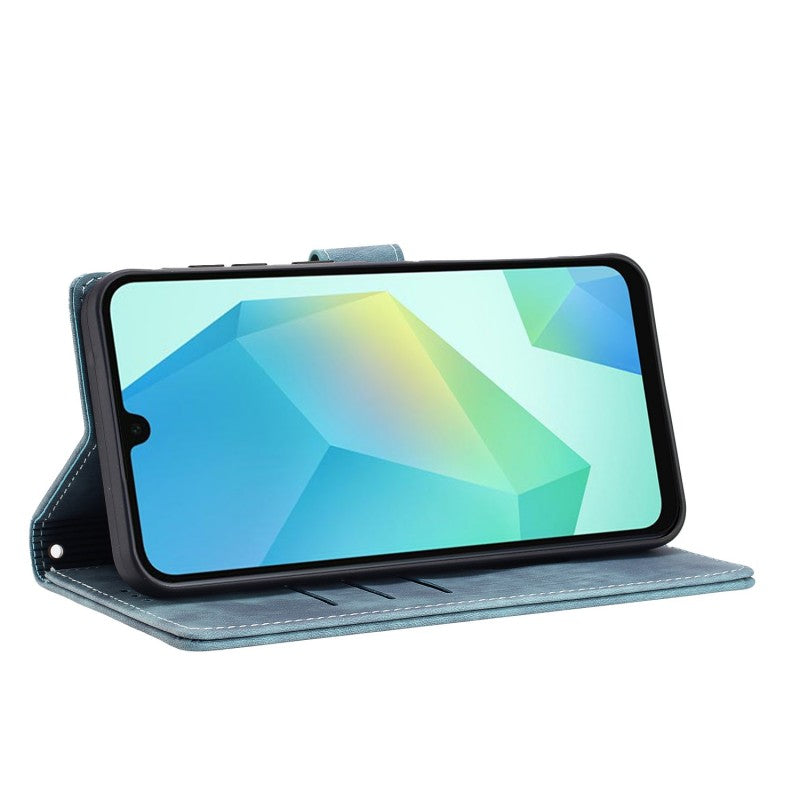 For-Samsung-Galaxy-S25-FE-Case-with-2Pcs-Tempered-Glass-WANLONFENG-MTL-Series-Mandala-Leather-Phone-Cover-Blue