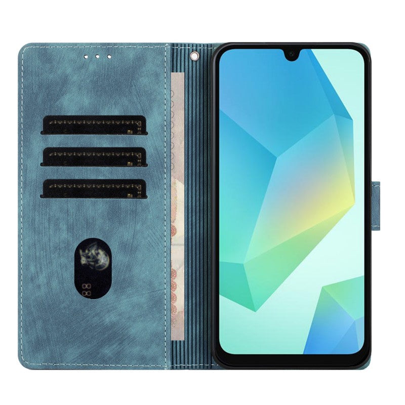 For-Samsung-Galaxy-S25-FE-Case-with-2Pcs-Tempered-Glass-WANLONFENG-MTL-Series-Mandala-Leather-Phone-Cover-Blue