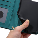 For-iPhone-17-Case-Wallet-Rhombus-Grid-PU-Leather-Phone-Cover-with-Shoulder-Strap-/-Wrist-Strap-Green