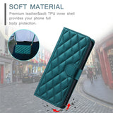 For-iPhone-17-Case-Wallet-Rhombus-Grid-PU-Leather-Phone-Cover-with-Shoulder-Strap-/-Wrist-Strap-Green