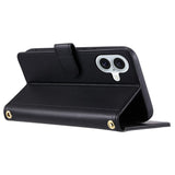 For-iPhone-17-Case-Wallet-Rhombus-Grid-PU-Leather-Phone-Cover-with-Shoulder-Strap-/-Wrist-Strap-Black