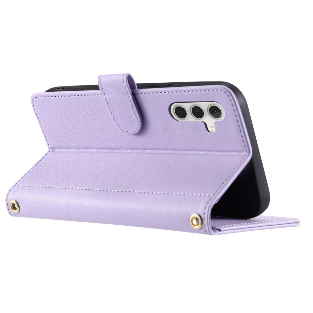 For-Samsung-Galaxy-A17-5G-/-A17-4G-/-A26-5G-/-A16-5G-/-A16-4G-Case-Wallet-Rhombus-Grid-PU-Leather-Phone-Cover-with-Shoulder-Strap-/-Wrist-Strap-Purple