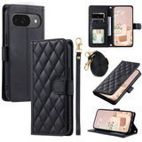 For-Google-Pixel-10-Pro-/-10-/-9-Pro-/-9-Case-Wallet-Rhombus-Grid-PU-Leather-Phone-Cover-with-Shoulder-Strap-/-Wrist-Strap-Black