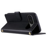 For-Google-Pixel-10-Pro-/-10-/-9-Pro-/-9-Case-Wallet-Rhombus-Grid-PU-Leather-Phone-Cover-with-Shoulder-Strap-/-Wrist-Strap-Black