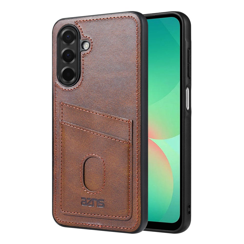 AZNS-K1-Series-For-Samsung-Galaxy-S25-FE-Case-Calf-Texture-Anti-Drop-PU-+-TPU-Phone-Cover-Coffee