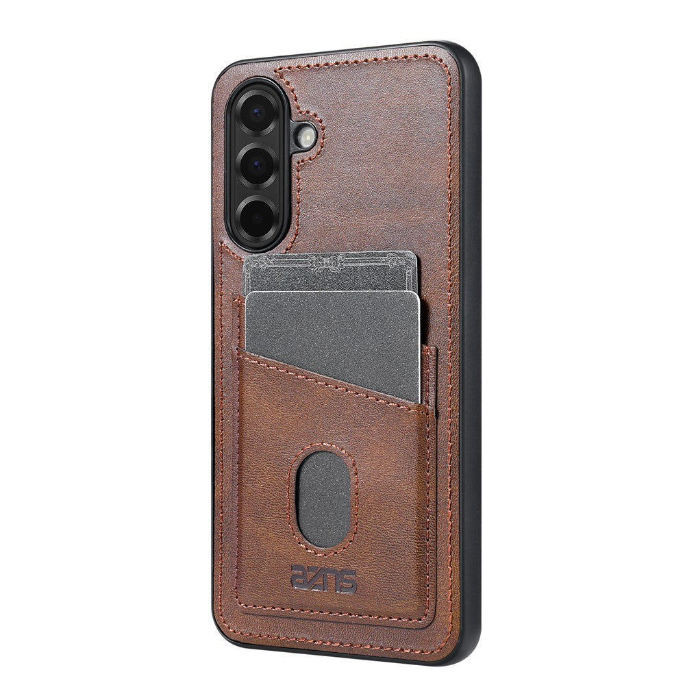 AZNS-K1-Series-For-Samsung-Galaxy-S25-FE-Case-Calf-Texture-Anti-Drop-PU-+-TPU-Phone-Cover-Coffee