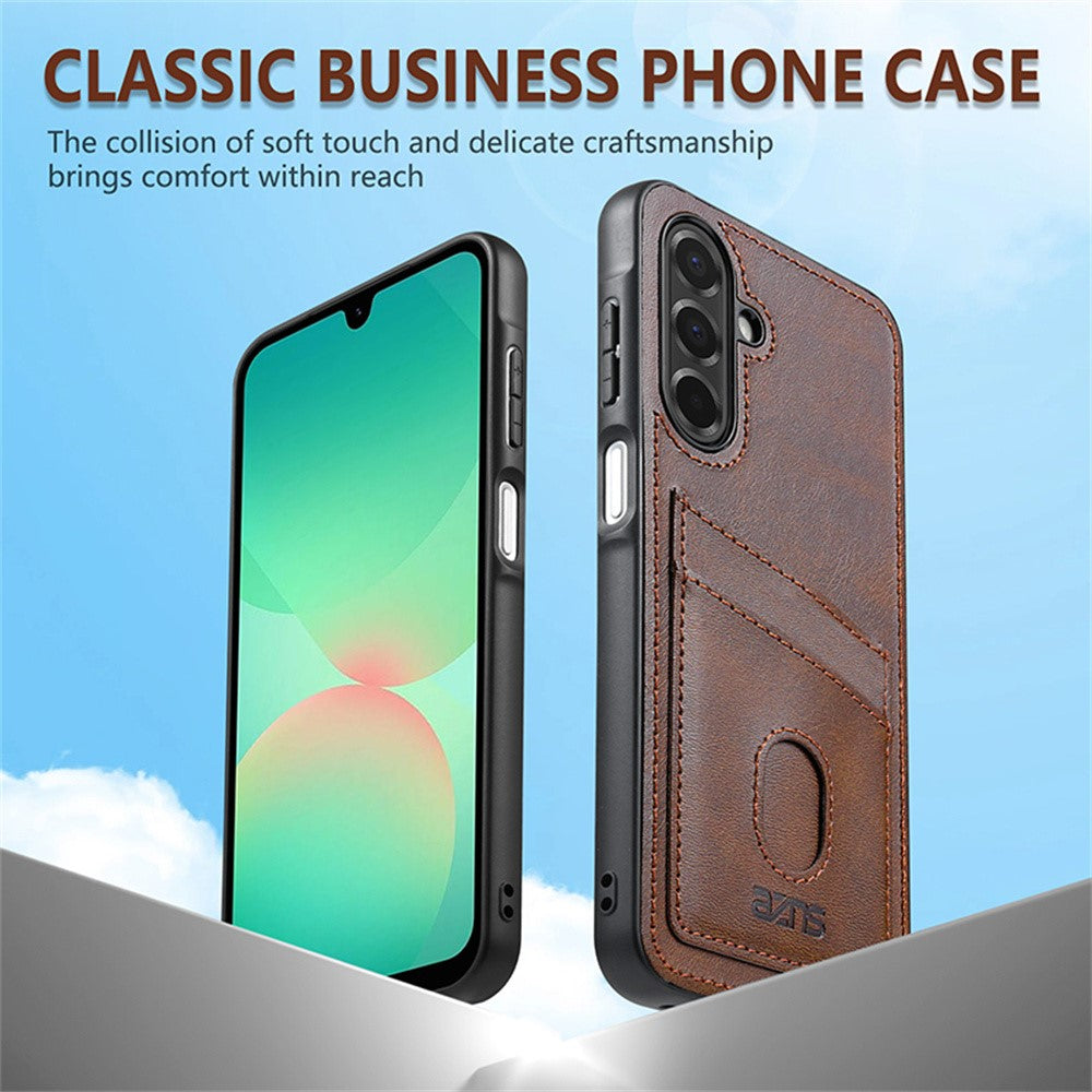 AZNS-K1-Series-For-Samsung-Galaxy-S25-FE-Case-Calf-Texture-Anti-Drop-PU-+-TPU-Phone-Cover-Coffee