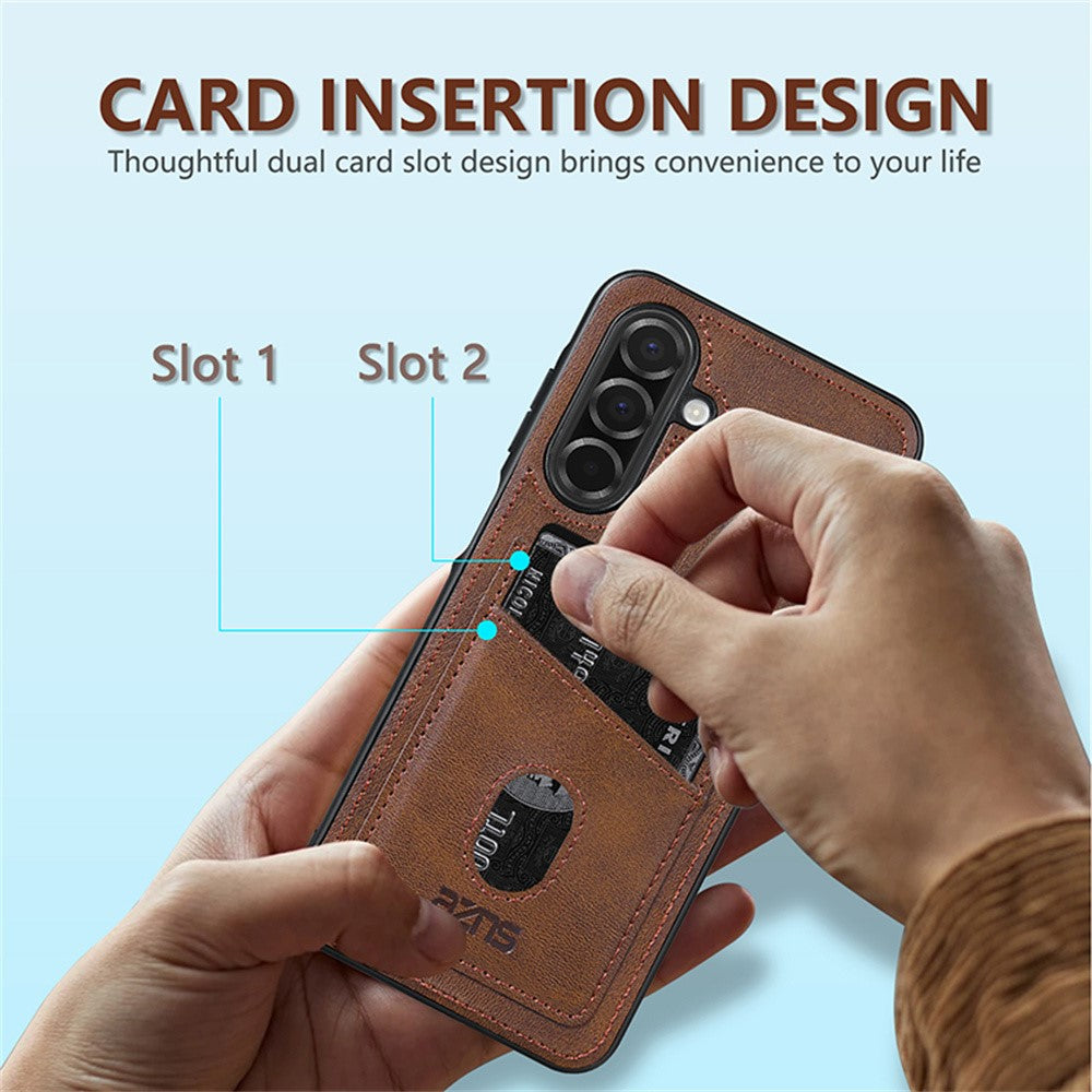 AZNS-K1-Series-For-Samsung-Galaxy-S25-FE-Case-Calf-Texture-Anti-Drop-PU-+-TPU-Phone-Cover-Coffee