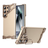 For-Samsung-Galaxy-S22-Ultra-5G-Bumper-Case-Lens-Kickstand-Heat-Dissipating-Metal-Corner-Phone-Cover-Desert-Gold