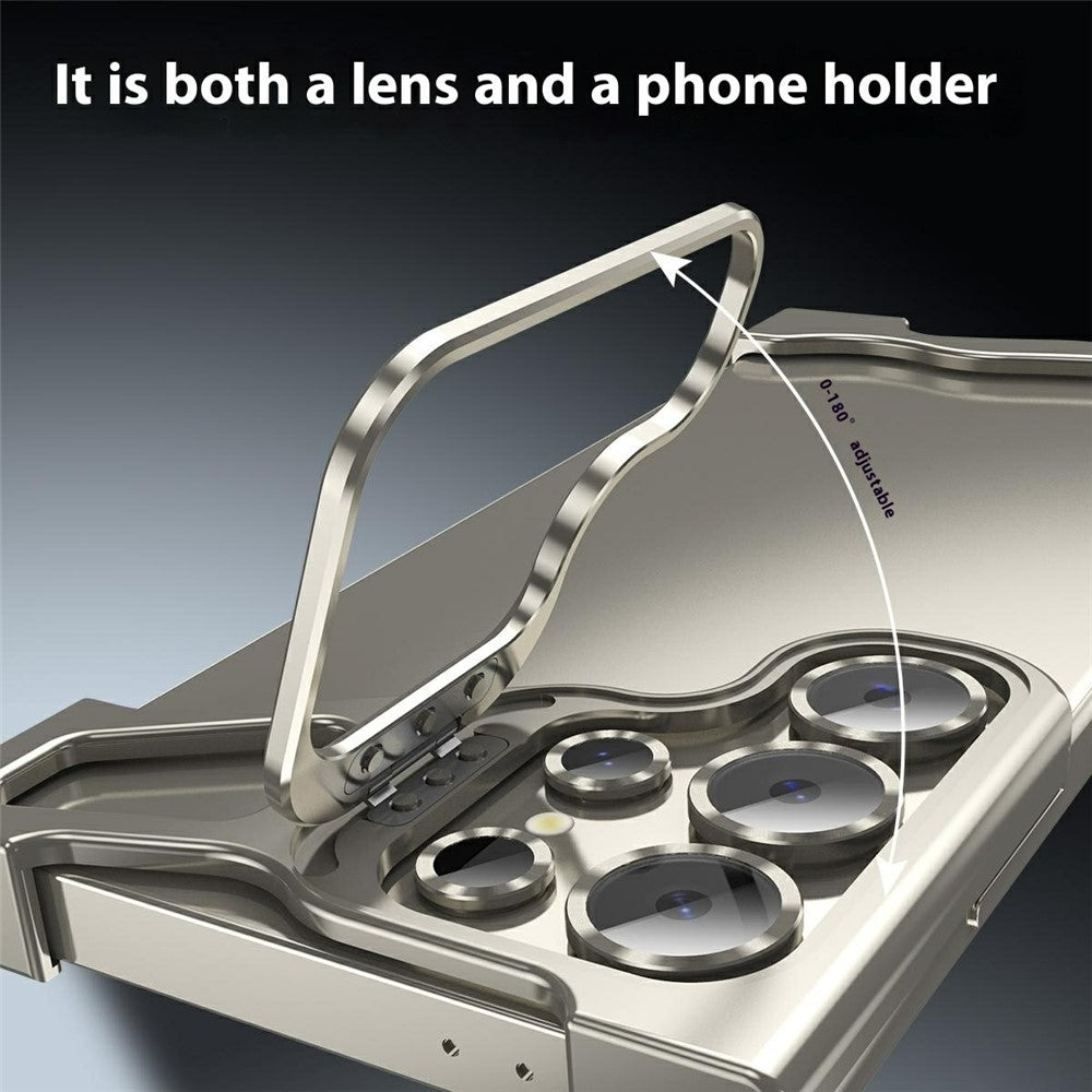 For-Samsung-Galaxy-S22-Ultra-5G-Bumper-Case-Lens-Kickstand-Heat-Dissipating-Metal-Corner-Phone-Cover-Desert-Gold