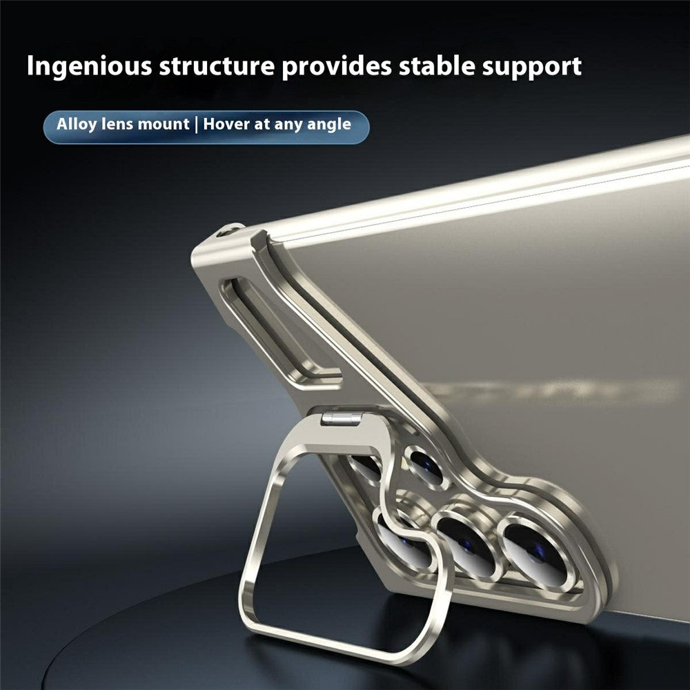 For-Samsung-Galaxy-S22-Ultra-5G-Bumper-Case-Lens-Kickstand-Heat-Dissipating-Metal-Corner-Phone-Cover-Desert-Gold