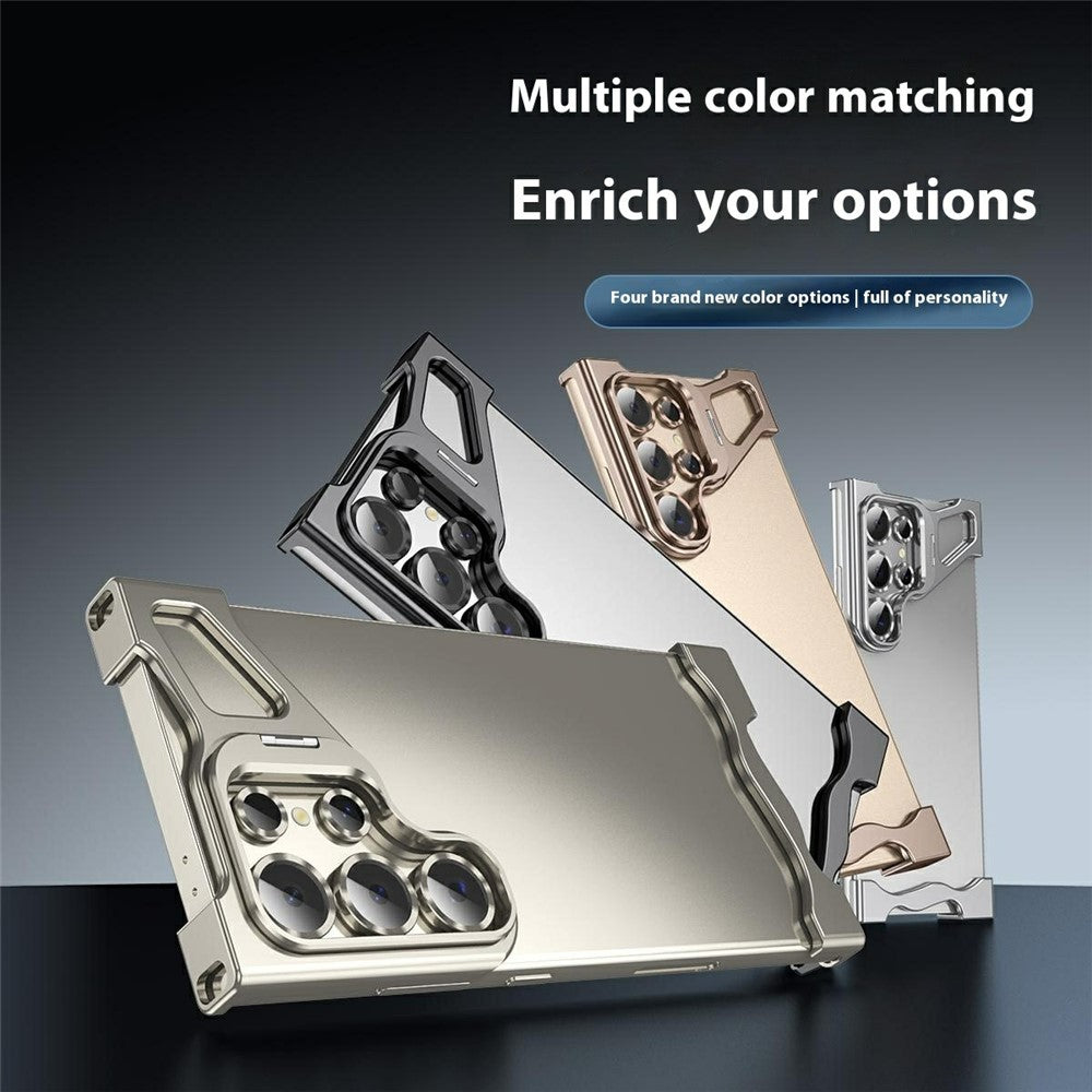 For-Samsung-Galaxy-S22-Ultra-5G-Bumper-Case-Lens-Kickstand-Heat-Dissipating-Metal-Corner-Phone-Cover-Desert-Gold