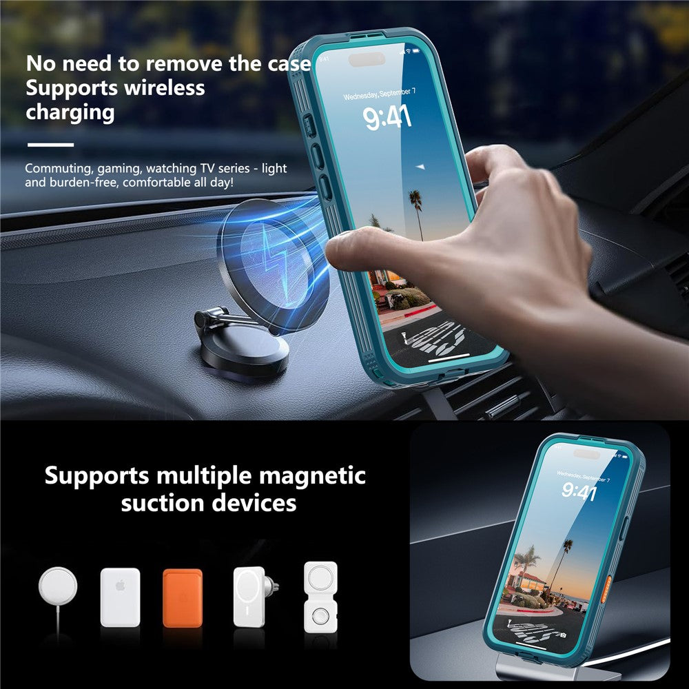 SHELLBOX-For-iPhone-17-IP68-Waterproof-Case-Compatible-with-MagSafe-Clear-Phone-Cover-Blue