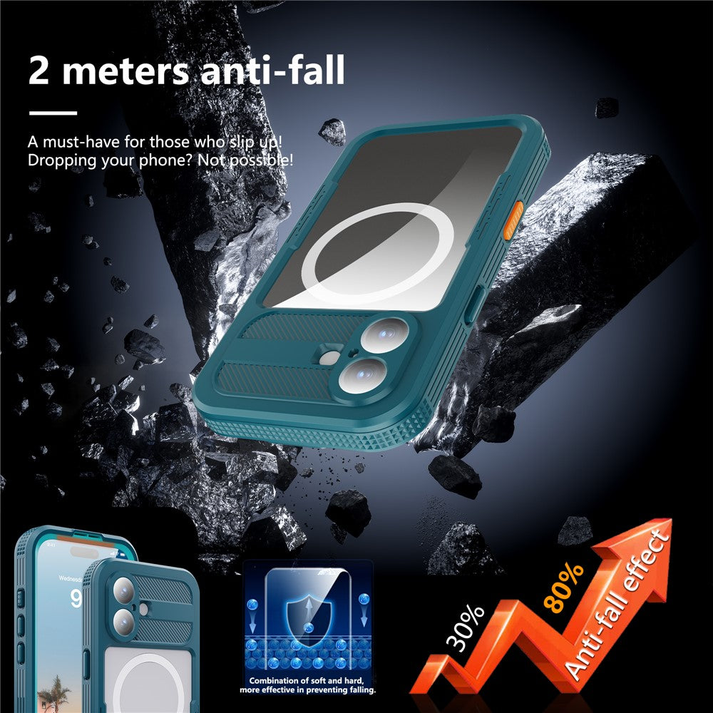 SHELLBOX-For-iPhone-17-IP68-Waterproof-Case-Compatible-with-MagSafe-Clear-Phone-Cover-Blue