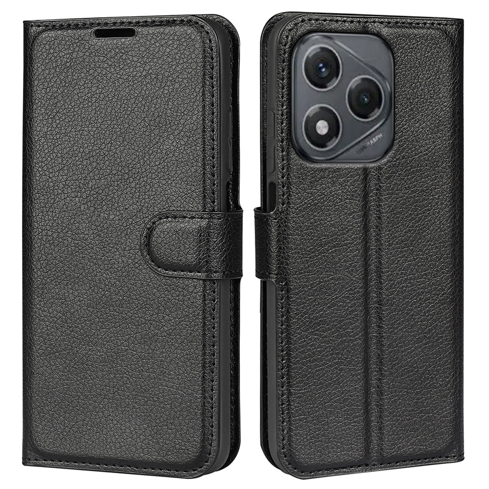 For-Honor-400-Smart-5G-/-4G-/-X7d-4G-Case-Litchi-Texture-Shockproof-Leather-Wallet-Phone-Cover-Black