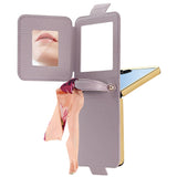 For-Samsung-Galaxy-Z-Flip7-5G-Case-PU-Leather-+-PC-Tote-Phone-Cover-with-Mirror-Purple