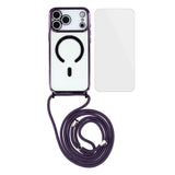 For-iPhone-17-Pro-Max-Case-Compatible-with-MagSafe-Electroplating-Edge-TPU-Phone-Cover-with-Screen-Film-/-Shoulder-Strap-Purple