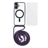For-iPhone-17-Case-Compatible-with-MagSafe-Electroplating-Edge-TPU-Phone-Cover-with-Screen-Film-/-Shoulder-Strap-Purple