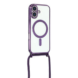 For-iPhone-17-Case-Compatible-with-MagSafe-Electroplating-Edge-TPU-Phone-Cover-with-Screen-Film-/-Shoulder-Strap-Purple