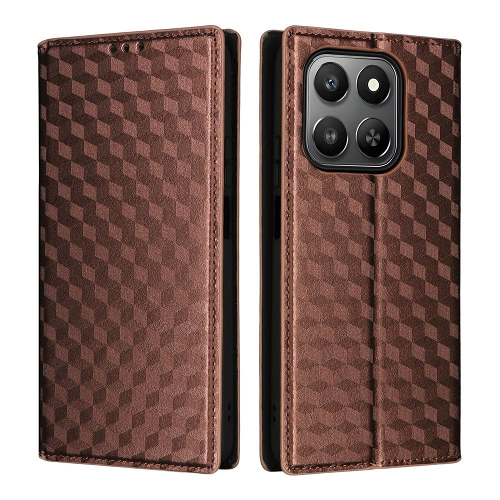 For-Honor-400-Smart-5G-/-4G-/-X7d-4G-Case-Wallet-Rhombus-Imprinted-Leather-Phone-Cover-Brown