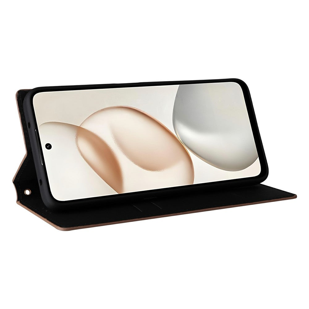 For-Honor-400-Smart-5G-/-4G-/-X7d-4G-Case-Wallet-Rhombus-Imprinted-Leather-Phone-Cover-Brown