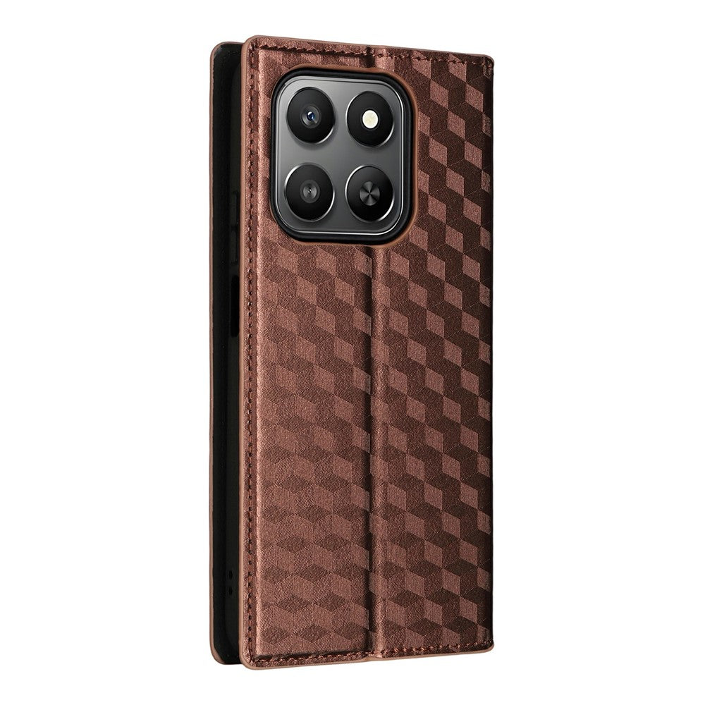 For-Honor-400-Smart-5G-/-4G-/-X7d-4G-Case-Wallet-Rhombus-Imprinted-Leather-Phone-Cover-Brown
