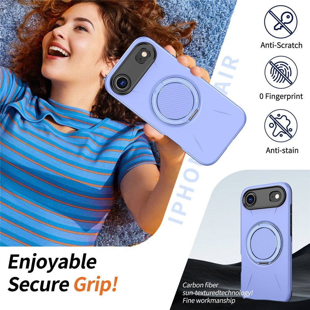 For-iPhone-Air-Magnetic-Case-Rotating-Kickstand-TPU-+-PC-Phone-Cover-Purple