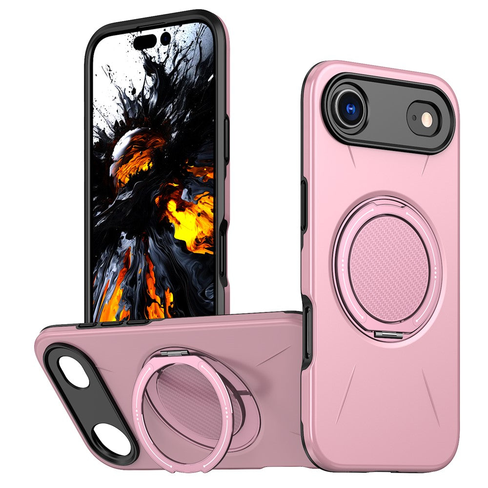 For-iPhone-Air-Magnetic-Case-Rotating-Kickstand-TPU-+-PC-Phone-Cover-Pink