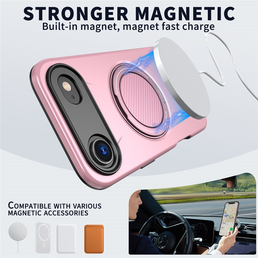 For-iPhone-Air-Magnetic-Case-Rotating-Kickstand-TPU-+-PC-Phone-Cover-Pink