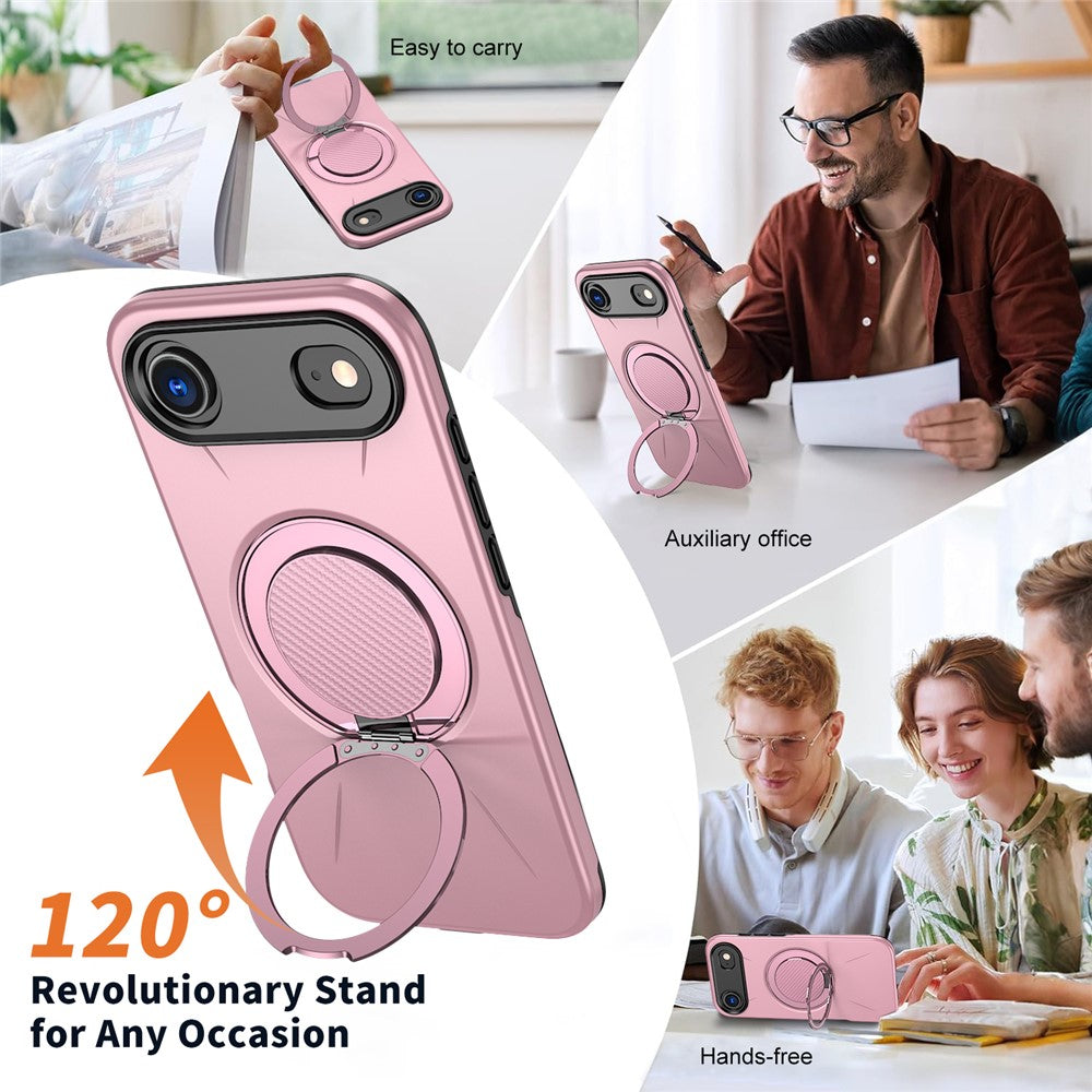 For-iPhone-Air-Magnetic-Case-Rotating-Kickstand-TPU-+-PC-Phone-Cover-Pink