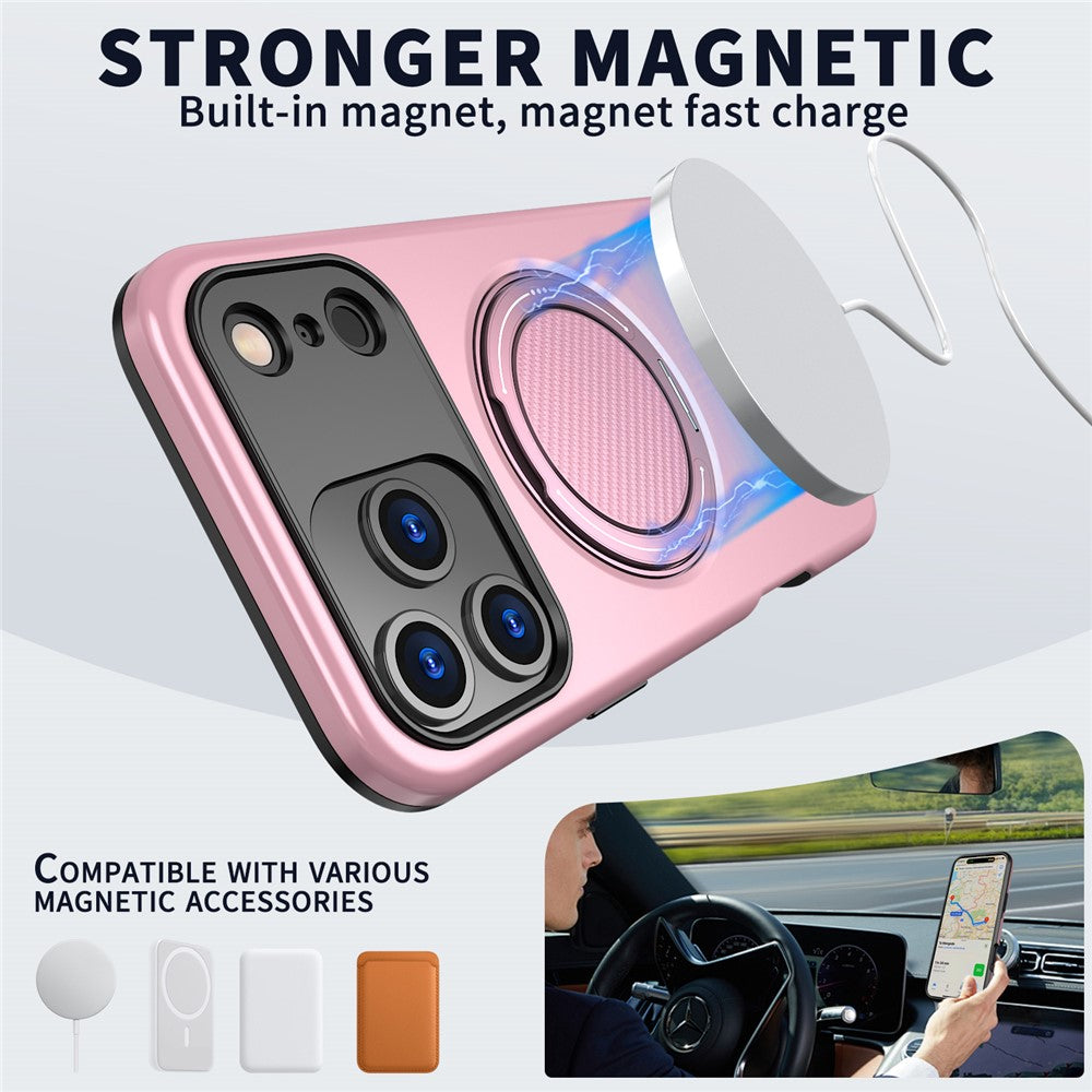 For-iPhone-17-Pro-Max-Magnetic-Case-Rotating-Kickstand-TPU-+-PC-Phone-Cover-Pink