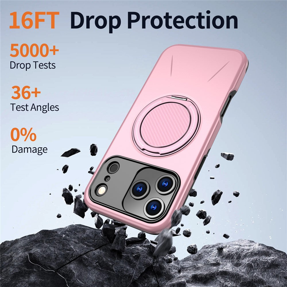 For-iPhone-17-Pro-Max-Magnetic-Case-Rotating-Kickstand-TPU-+-PC-Phone-Cover-Pink