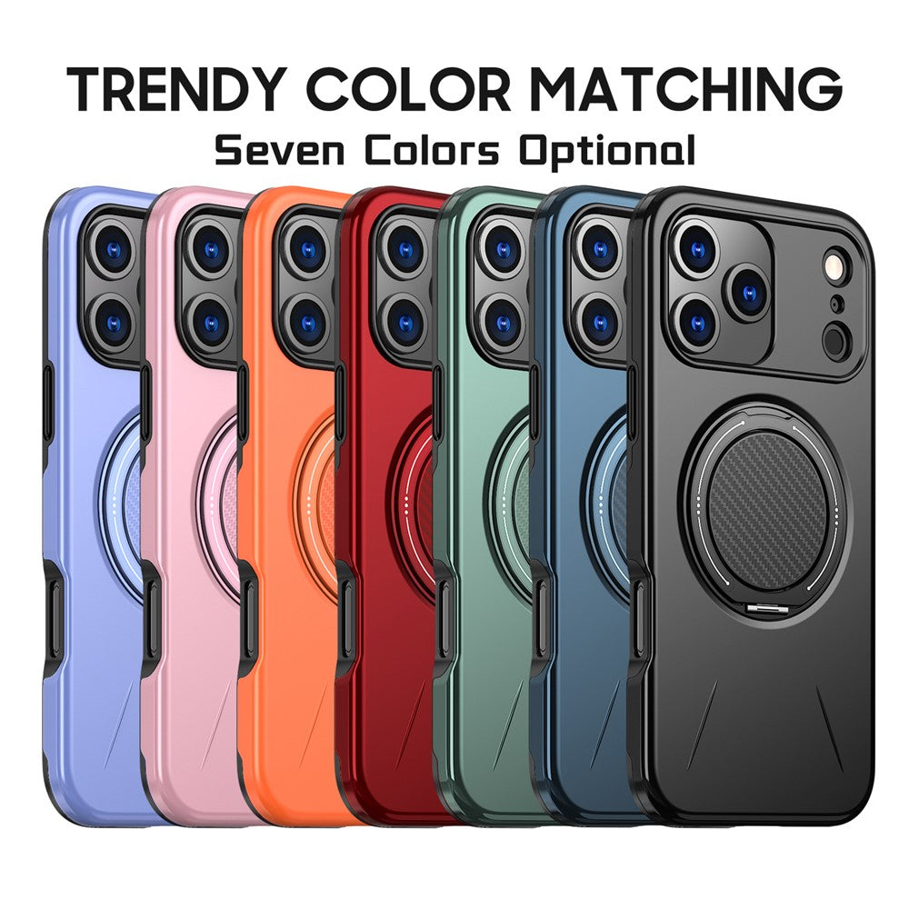 For-iPhone-17-Pro-Max-Magnetic-Case-Rotating-Kickstand-TPU-+-PC-Phone-Cover-Pink