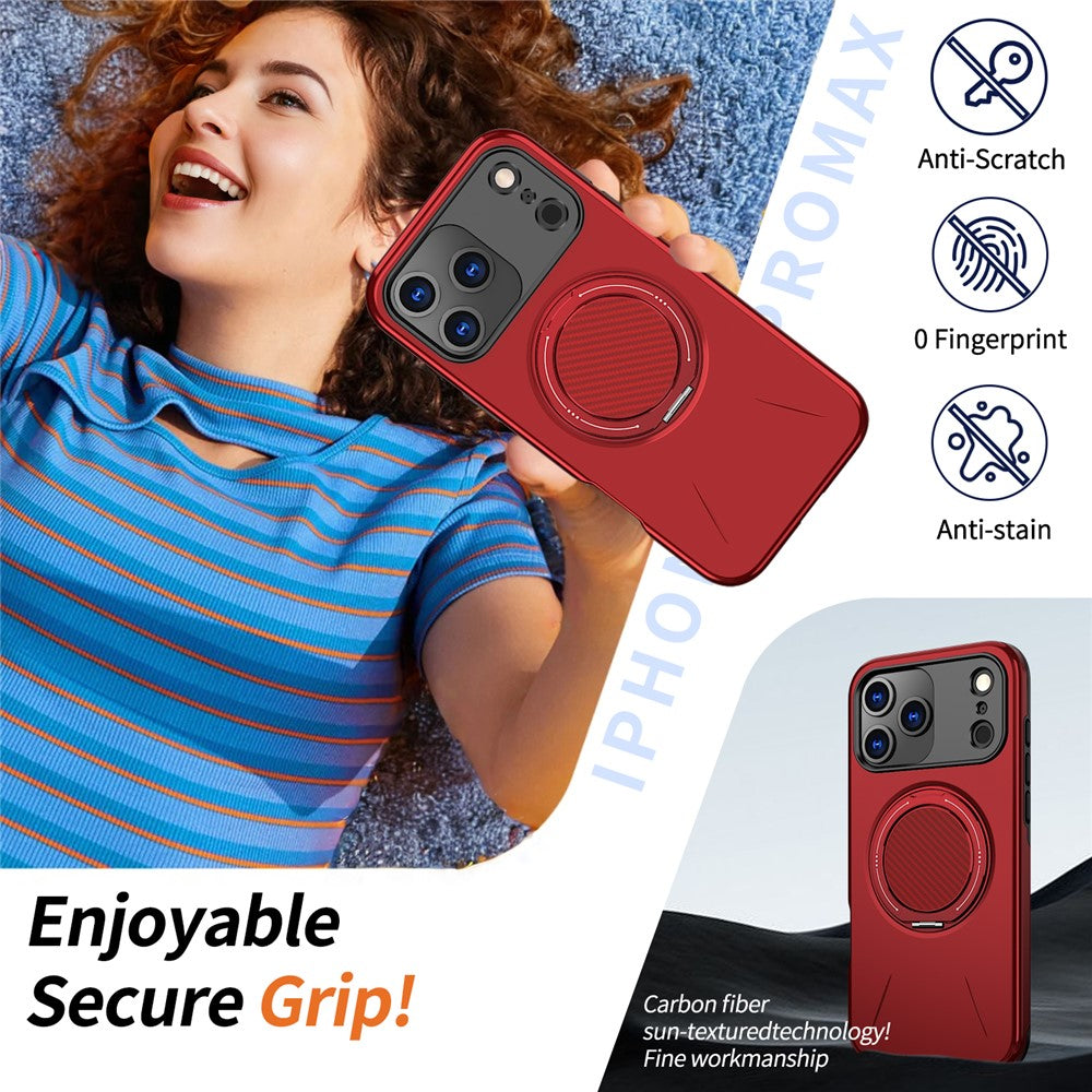 For-iPhone-17-Pro-Max-Magnetic-Case-Rotating-Kickstand-TPU-+-PC-Phone-Cover-Red
