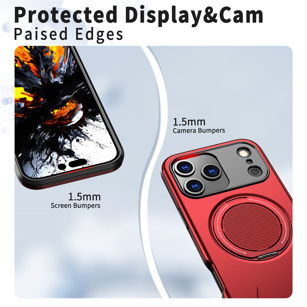 For-iPhone-17-Pro-Max-Magnetic-Case-Rotating-Kickstand-TPU-+-PC-Phone-Cover-Red