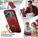 For-iPhone-17-Pro-Max-Magnetic-Case-Rotating-Kickstand-TPU-+-PC-Phone-Cover-Red