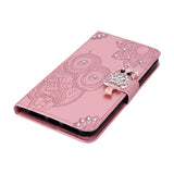 For-iPhone-17-Wallet-Case-Owl-Flower-Imprinted-Rhinestone-Leather-Cover-Rose-Gold